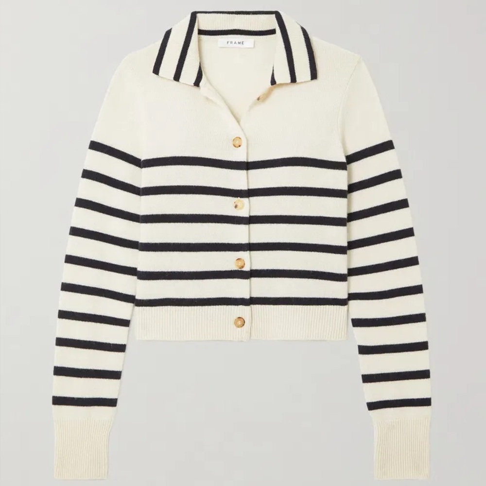 Frame Cashmere Striped Cardigan